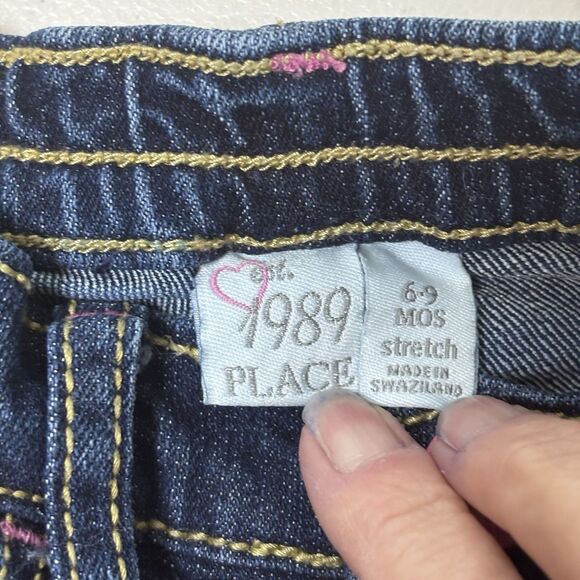 Est 1989 Place Babygirl Children's Place Stretch jeans 6-9 months with Patchwork - Picture 5 of 6